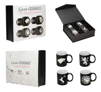 Mug got houses emblems b/w 4 set